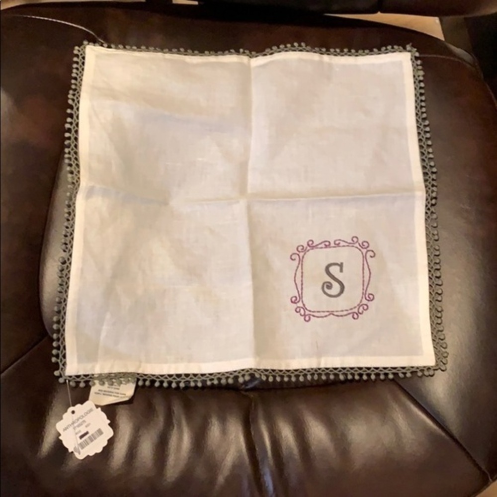 Anthropology handkerchief embroidery letter S